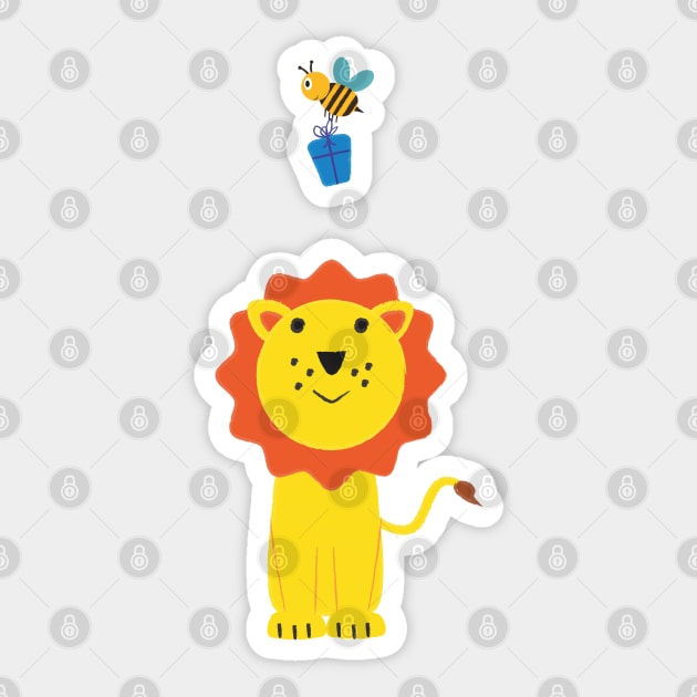 Lion and bee Sticker by grafart